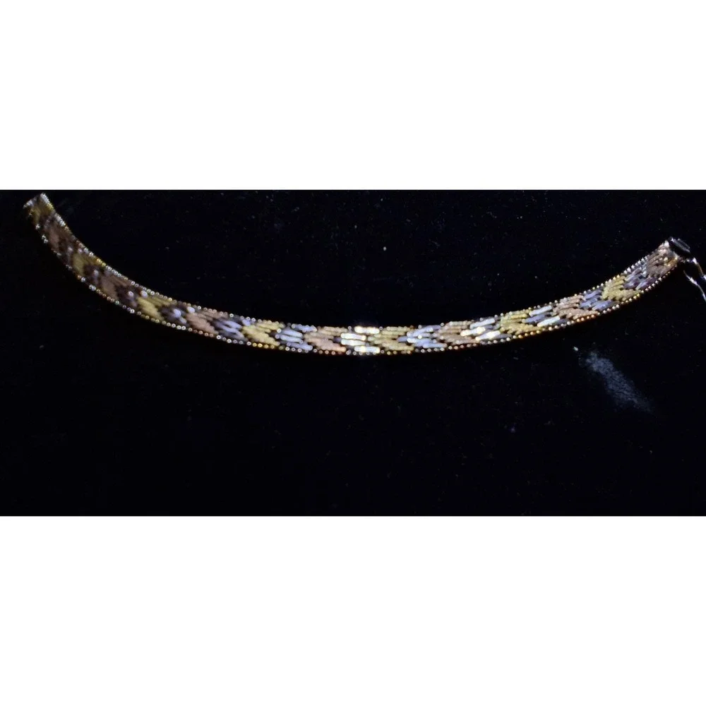 Vintage Tri Gold 925 Sterling Silver 7' Bracelet